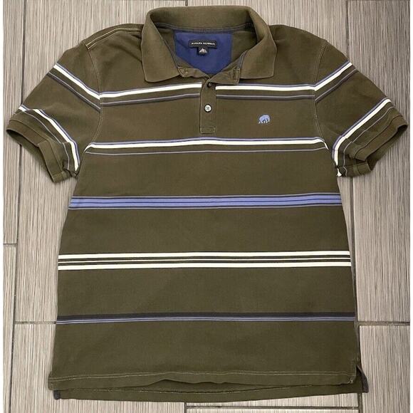 Banana Republic Mens Brown Striped Short Sleeve Polo Size Large Cotton Blend - Picture 1 of 5
